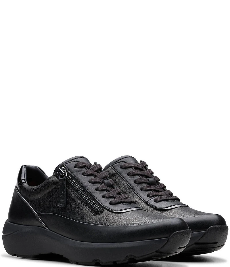 Clarks Signature Tivoli Leather Side Zip Wedge Sneakers