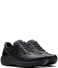 Clarks Signature Tivoli Leather Side Zip Wedge Sneakers