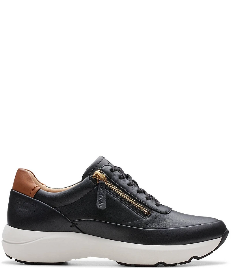 Clarks Signature Tivoli Leather Side Zip Wedge Sneakers