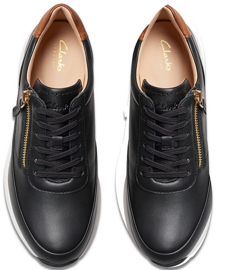 Clarks Signature Tivoli Leather Side Zip Wedge Sneakers
