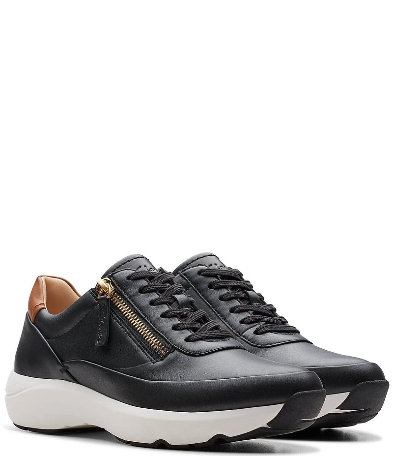 Clarks Signature Tivoli Leather Side Zip Wedge Sneakers