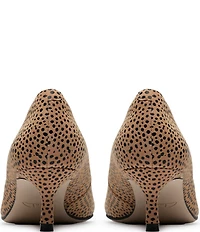 Clarks Signature Zarey Court Animal Print Suede Kitten Heel Pointed Toe Pumps