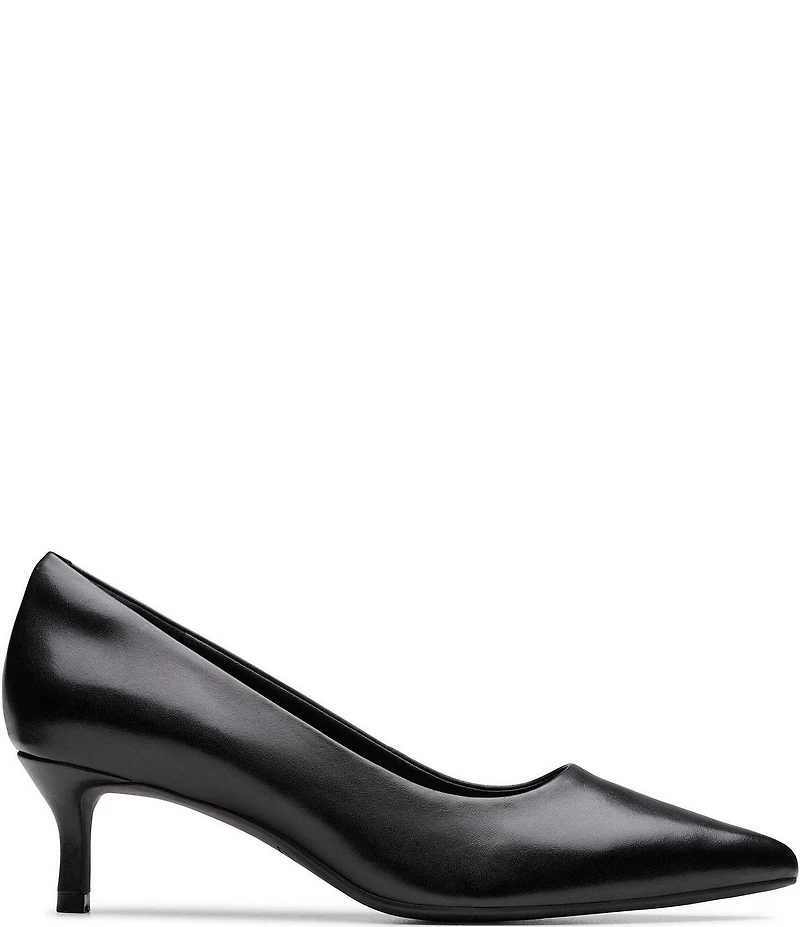 Clarks Zarey Court Leather Kitten Heel Pointed Toe Pumps
