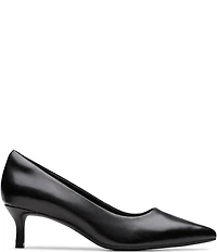Clarks Zarey Court Leather Kitten Heel Pointed Toe Pumps