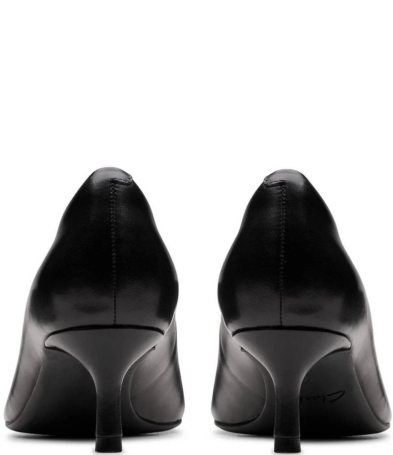 Clarks Zarey Court Leather Kitten Heel Pointed Toe Pumps
