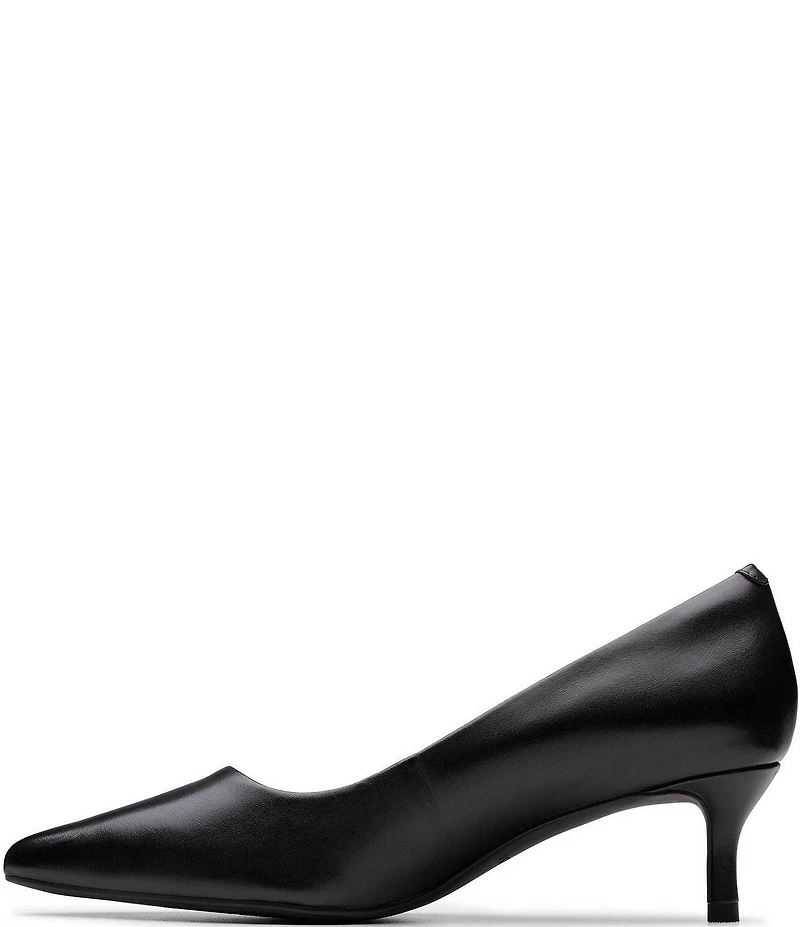 Clarks Zarey Court Leather Kitten Heel Pointed Toe Pumps