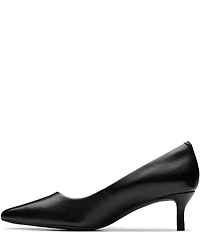 Clarks Zarey Court Leather Kitten Heel Pointed Toe Pumps