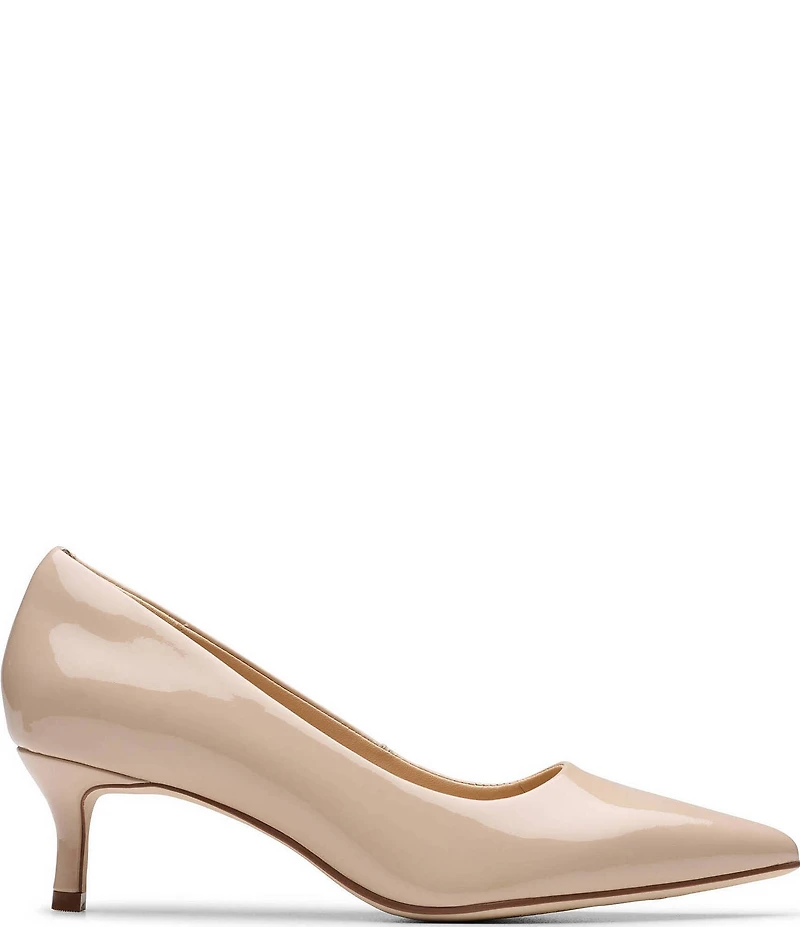 Clarks Zarey Court Patent Leather Kitten Heel Pointed Toe Pumps