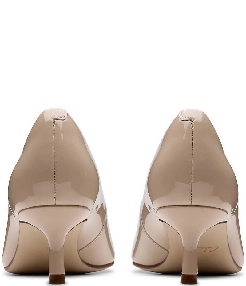 Clarks Zarey Court Patent Leather Kitten Heel Pointed Toe Pumps