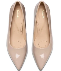 Clarks Zarey Court Patent Leather Kitten Heel Pointed Toe Pumps