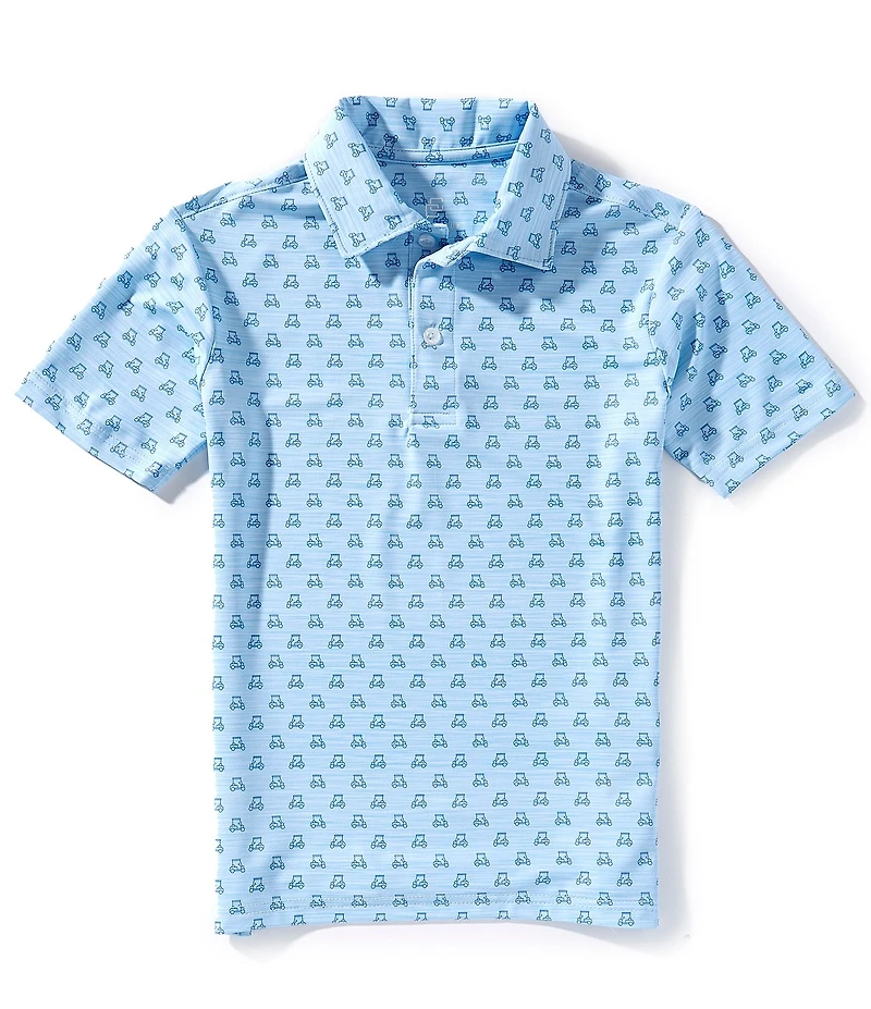 Class Club Big Boy Golf Cart Print Short Sleeve Polo Shirt