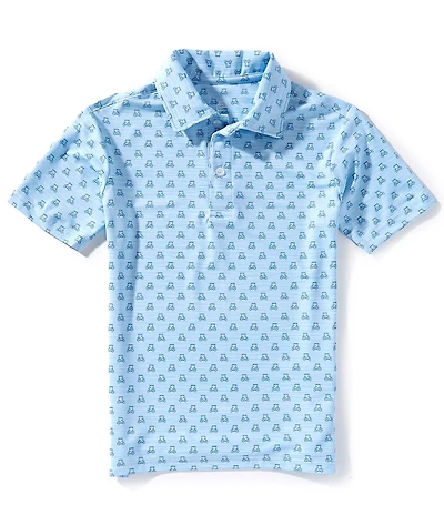 Class Club Big Boy Golf Cart Print Short Sleeve Polo Shirt