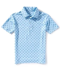 Class Club Big Boy Golf Cart Print Short Sleeve Polo Shirt