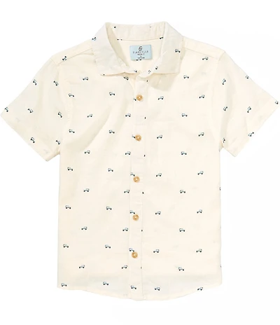 Class Club Big Boys Bronco Print Woven Linen Button Front Shirt