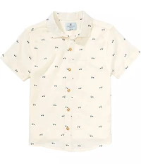 Class Club Big Boys Bronco Print Woven Linen Button Front Shirt