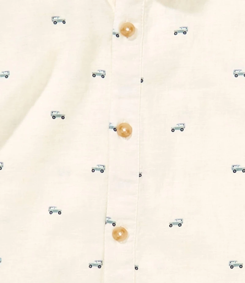 Class Club Big Boys Bronco Print Woven Linen Button Front Shirt