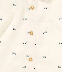 Class Club Big Boys Bronco Print Woven Linen Button Front Shirt