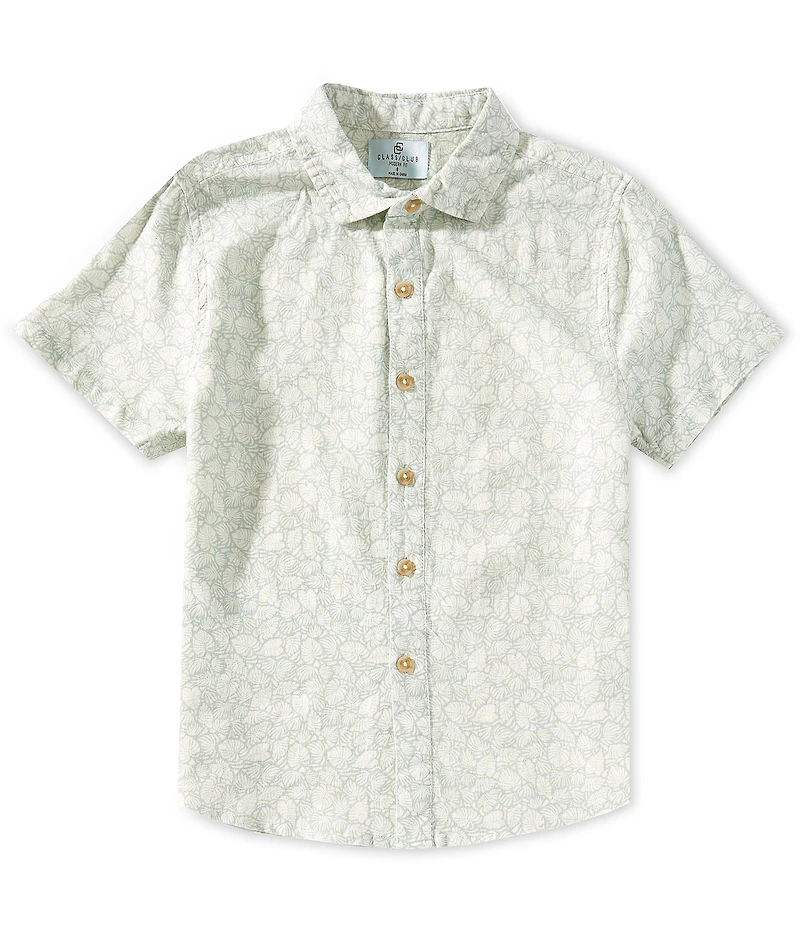 Class Club Big Boys Linen-Blend Leaf Print Woven Shirt