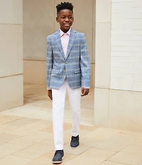 Class Club Big Boys Long Sleeve Plaid Dress Jacket