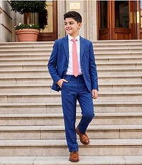 Class Club Big Boys Long Sleeve Sharkskin Blazer
