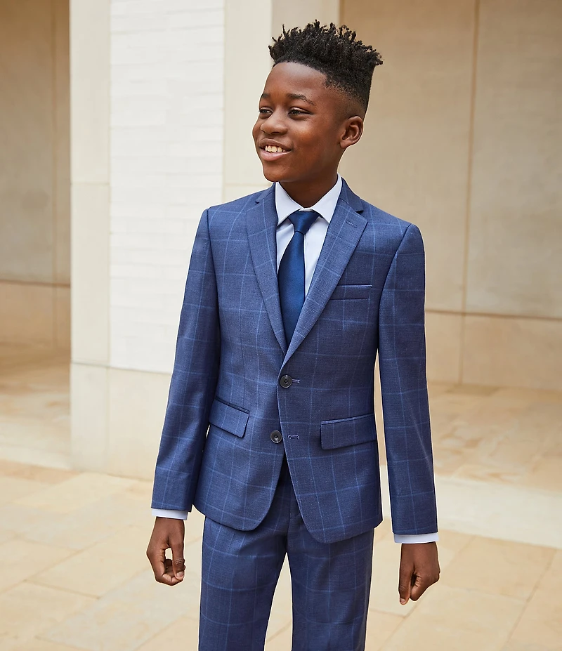 Class Club Big Boys Long Sleeve Window Pane Dress Jacket