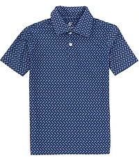 Class Club Big Boys Short Sleeve Synthetic Baseball Bat Print Polo Shirt