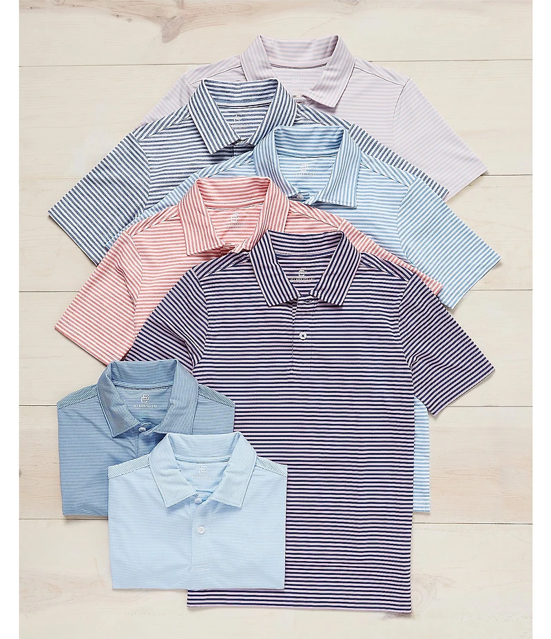 Class Club Big Boys Short Sleeve Synthetic Micro Stripe Polo Shirt