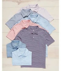 Class Club Big Boys Short Sleeve Synthetic Micro Stripe Polo Shirt