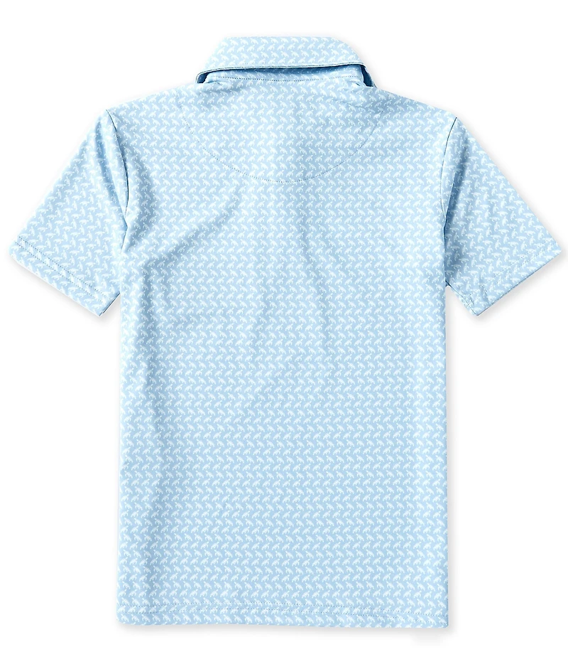 Class Club Big Boys Short Sleeve Micro Turtle Print Synthetic Polo Shirt