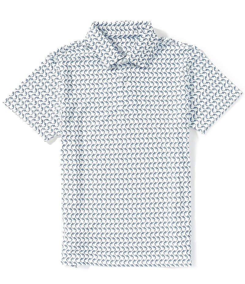 Class Club Big Boys Americana Swordfish Print Short Sleeve Polo Shirt