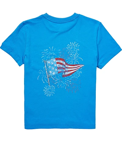 Class Club Big Boys Americana Flag & Fireworks Graphic Short Sleeve T-Shirt