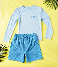 Class Club Big Boys Linear Shark Print Swim Trunks