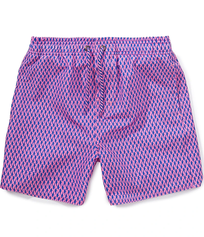 Class Club Big Boys Linear Shark Print Swim Trunks