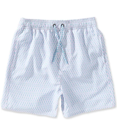 Class Club Big Boys Linear Shark Print Swim Trunks