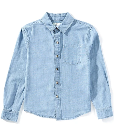 Class Club Big Boys Long Sleeve Button Down Denim Shirt