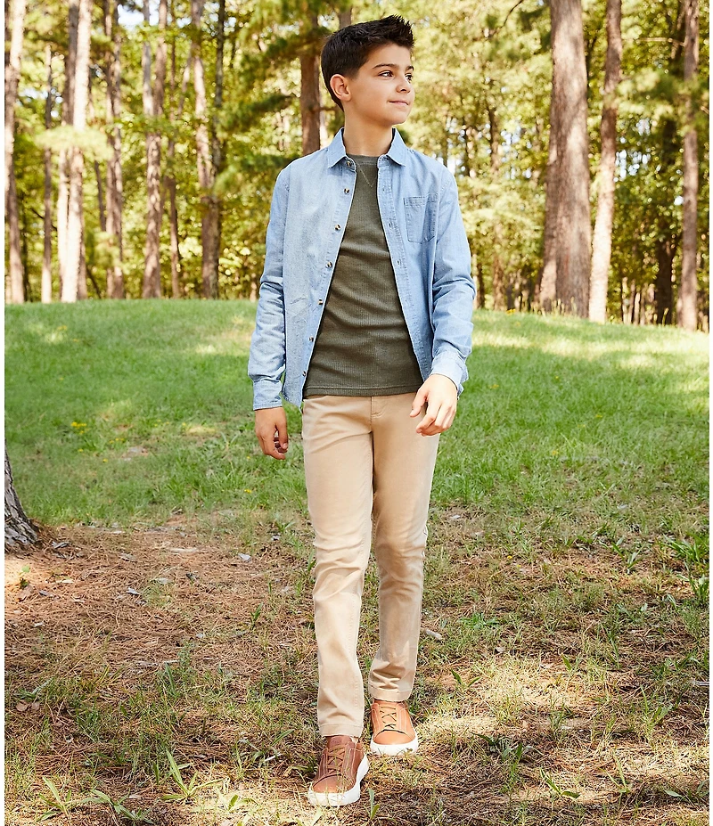 Class Club Big Boys Long Sleeve Button Down Denim Shirt