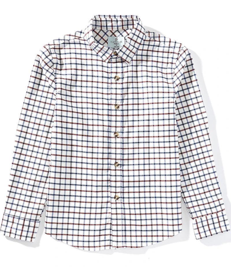 Class Club Big Boys Long-Sleeve Grid Sport Shirt