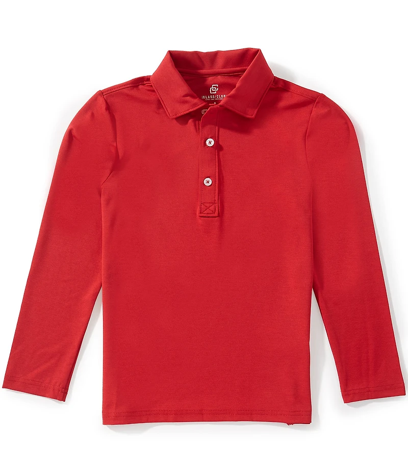 Class Club Big Boys Long Sleeve Synthetic Polo Shirt
