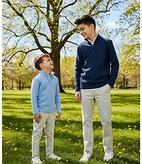 Class Club Big Boys Pique Long Sleeve Quarter Zip Pullover