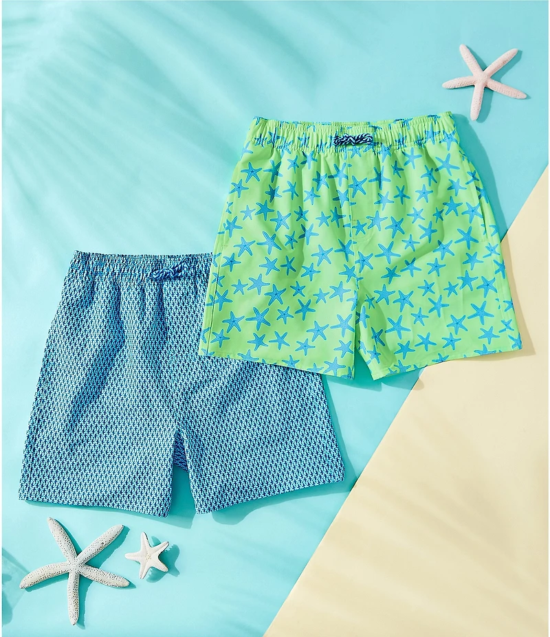 Class Club Big Boys Starfish Print Swim Trunks
