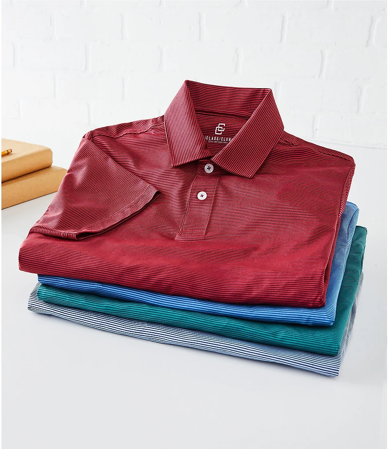 Class Club Big Boys Micro Stripe Synthetic Polo Shirt