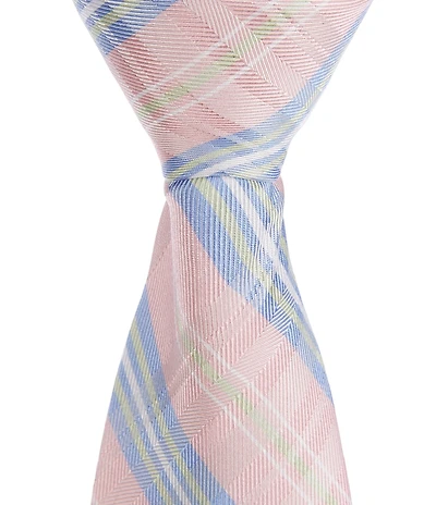 Class Club Boys 14#double; Plaid Silk Blend Zipper Tie