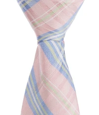 Class Club Boys 14#double; Plaid Silk Blend Zipper Tie