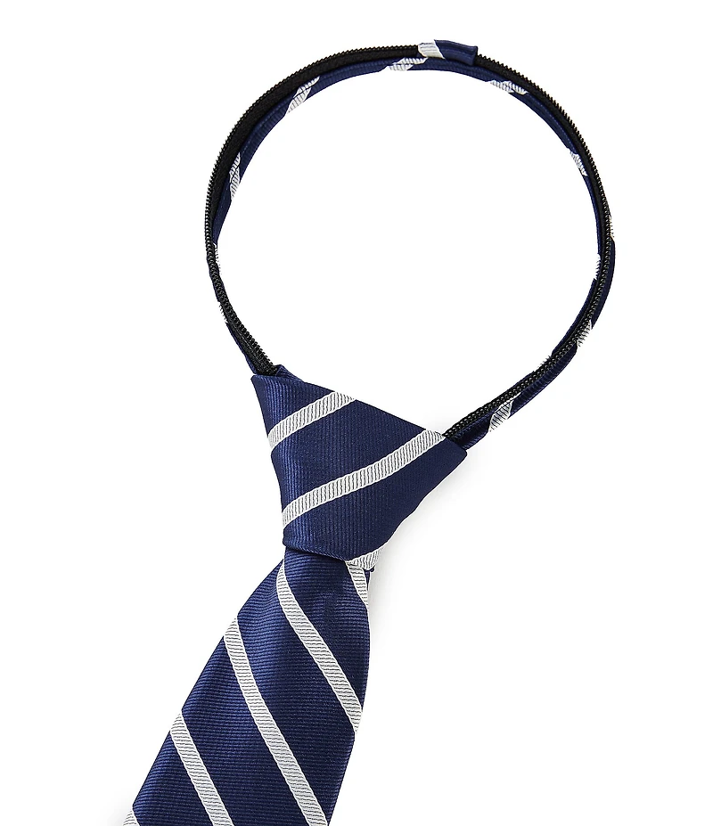 Class Club Boys Diagonal Stripe 14#double; Zipper Tie