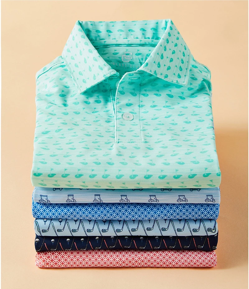 Class Club Little Boys Golf Cart Print Short Sleeve Polo Shirt