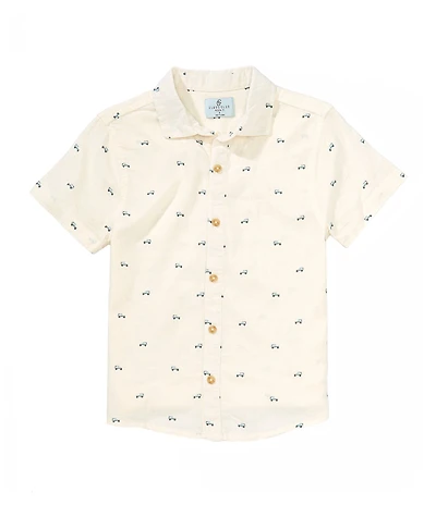 Class Club Little Boys Bronco Print Woven Linen Button Front Shirt