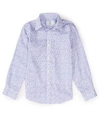 Class Club Little Boys Long Sleeve Non-Iron Point Collar Floral Button Down Shirt