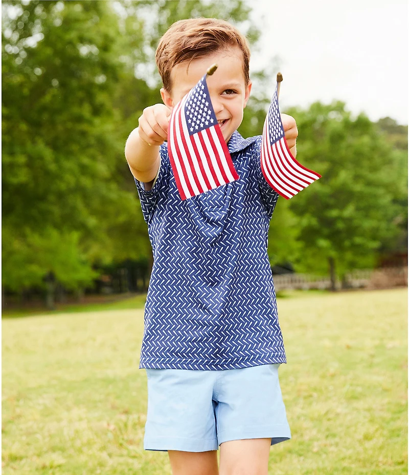 Class Club Little Boys Short Sleeve Synthetic Baseball Bat Print Polo Shirt
