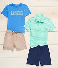 Class Club Little Boys Fairway Print Short Sleeve Polo Shirt