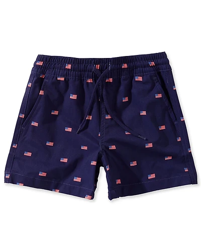 Class Club Little Boys American Flag Print Synthetic Pull-On Shorts